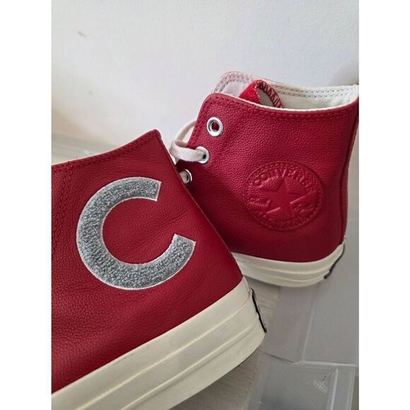 CONVERSE CHUCK TAYLOR ALL STAR "BIG C LOGO" HIGH TOP RED LEATHER SHOES SIZE W7/M - Picture 4 of 11